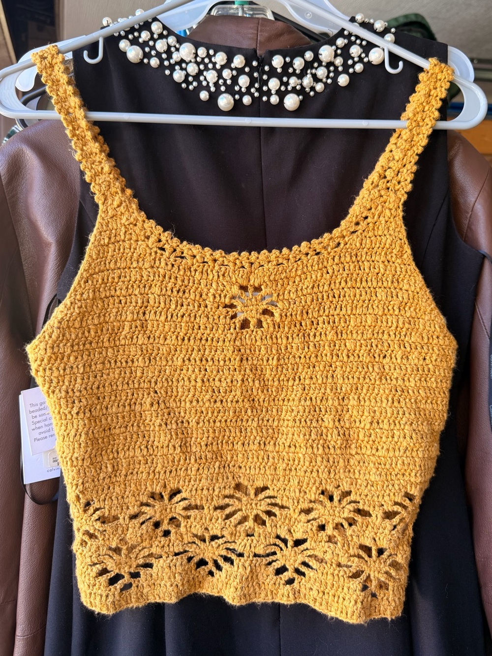 American Eagle Outfitters Mustard Yellow Crochet Crop Top